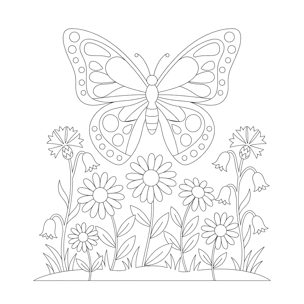 Butterfly Meadow Coloring Page
