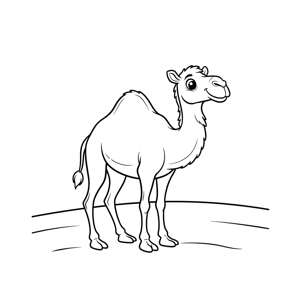 Camel on a Sand Dune Coloring Page