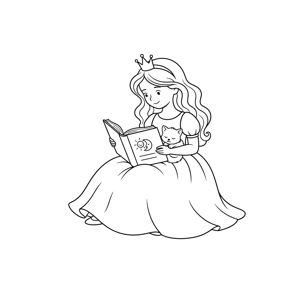 Princess Reading to Kitten