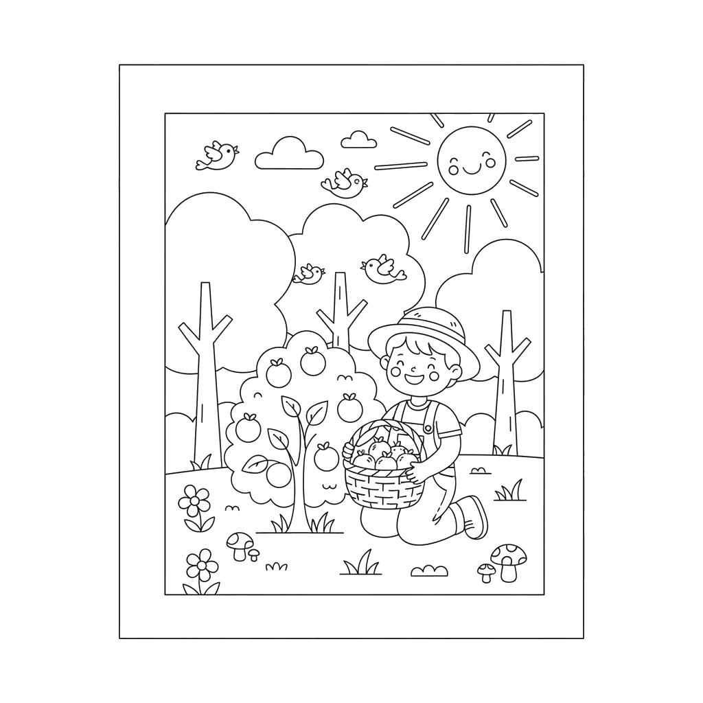 Child Gathering Berries in the Forest