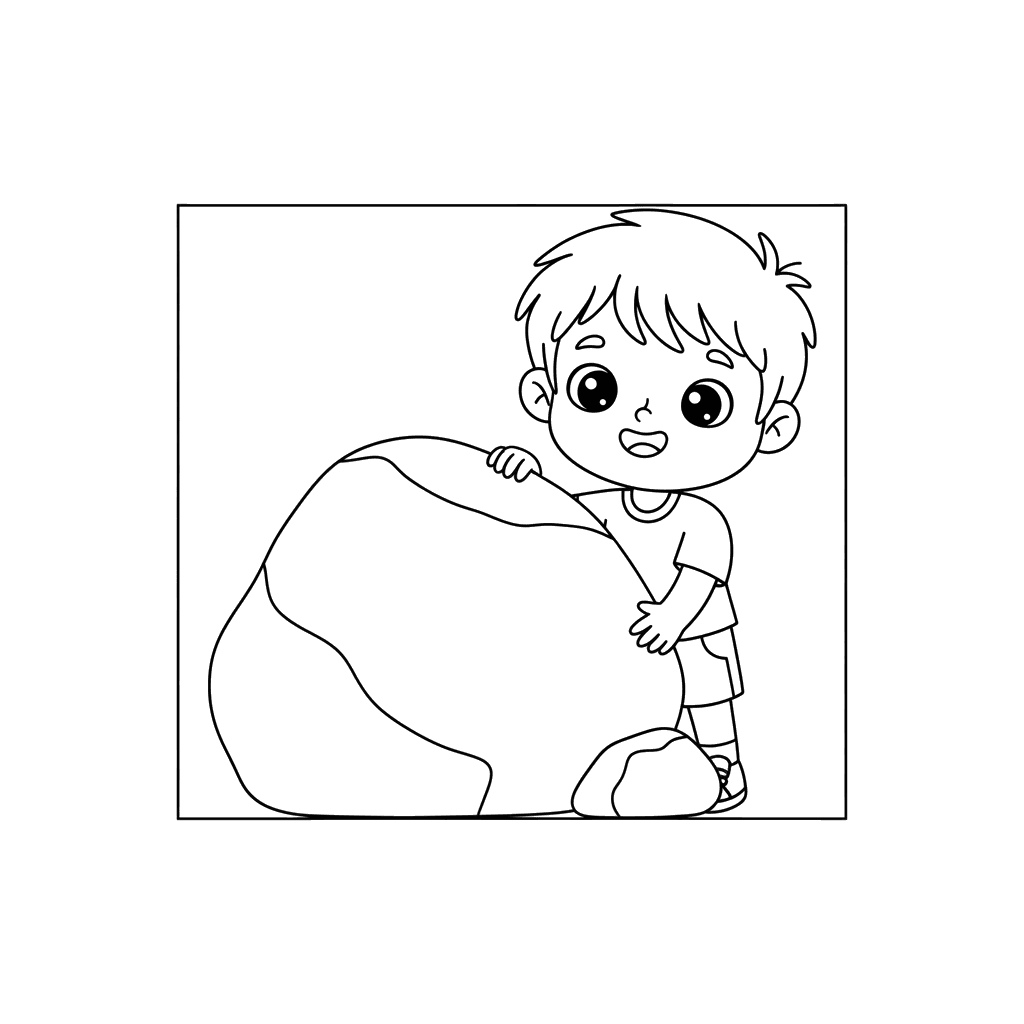 Hide-and-Seek Behind Rocks Coloring Page