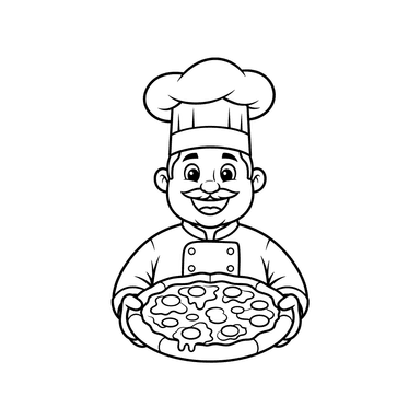 Chef with Pizza Coloring Page