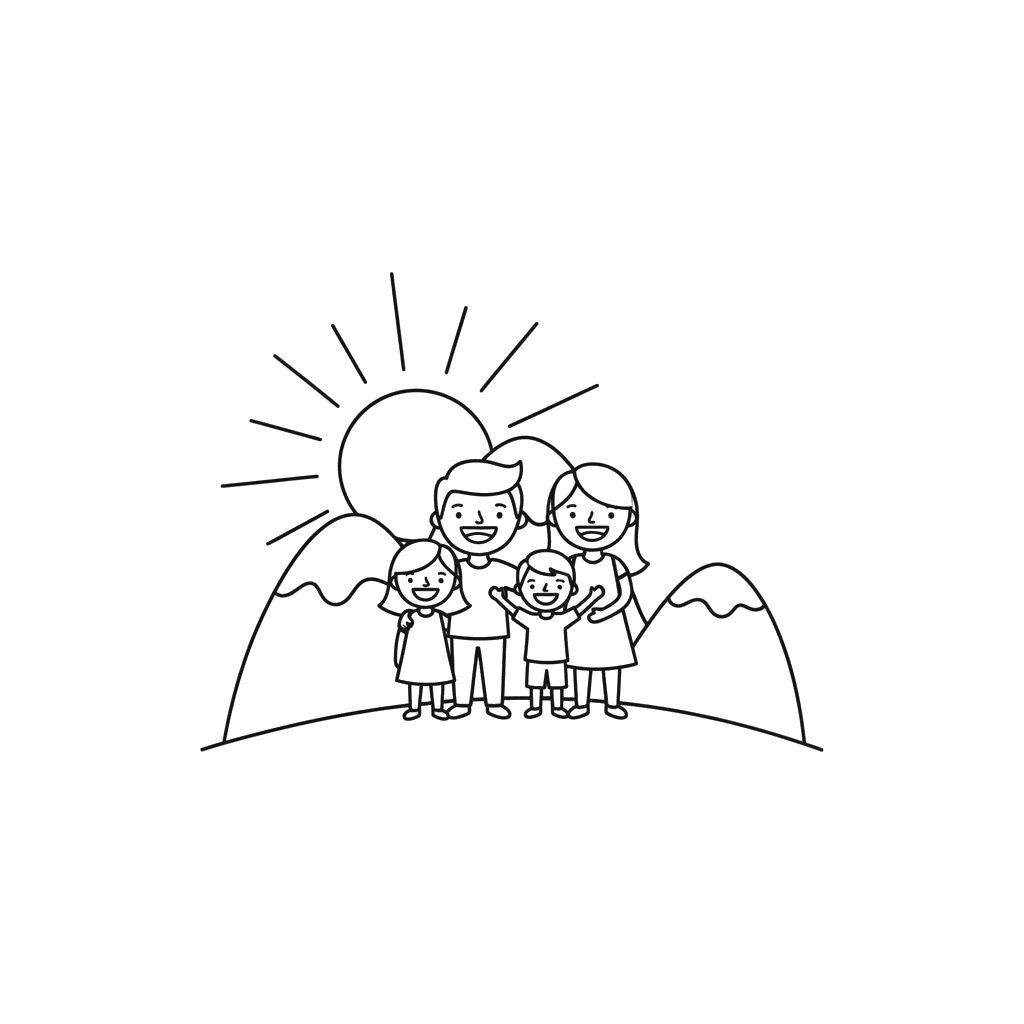 Family Sunset Coloring Page - ColorBoom