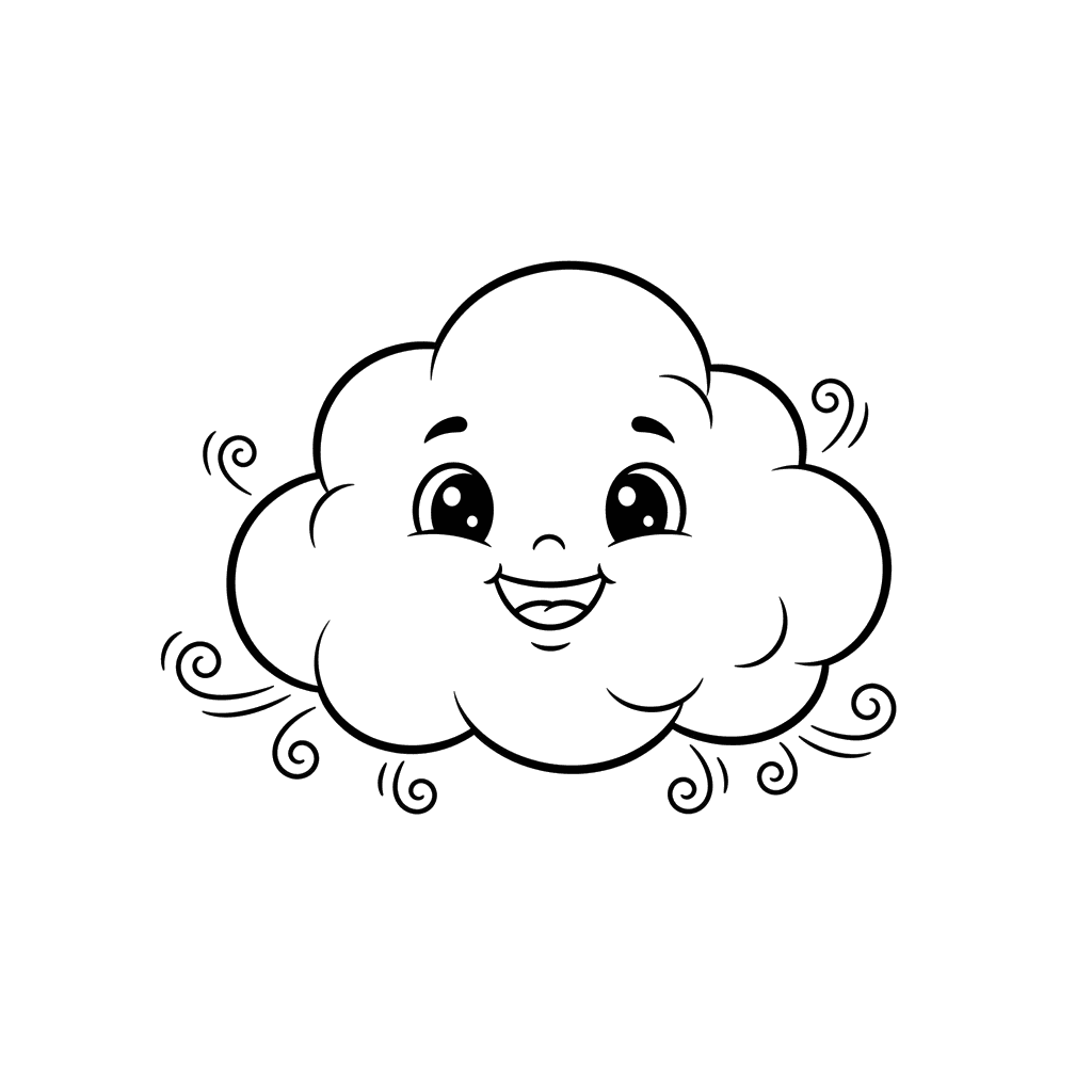 Fluffy Cloud Friend Coloring Page