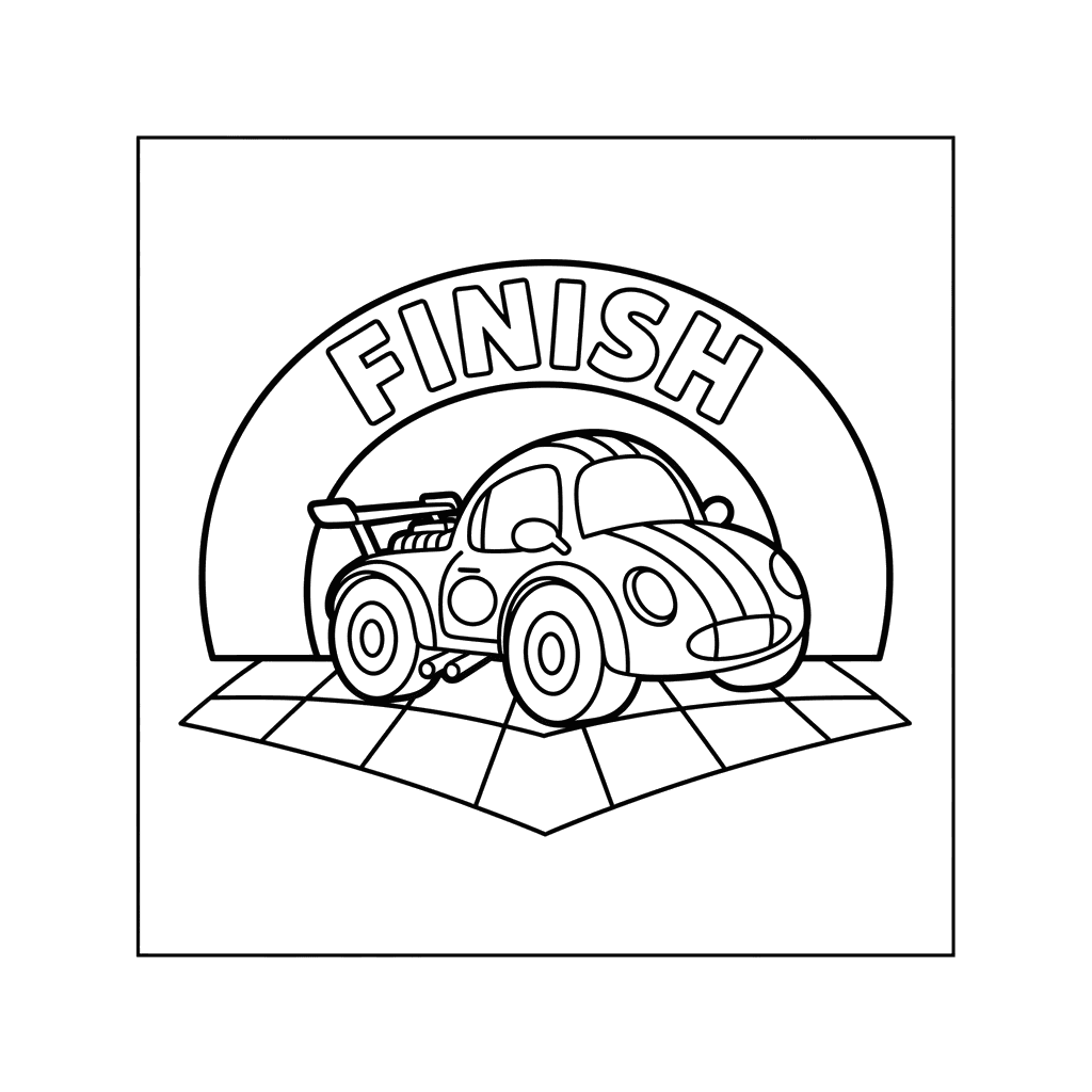 Race Car Crossing Finish Line Coloring Page