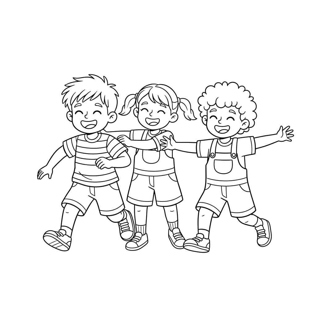 Dibujo para Colorear Niños Jugando a la Pilla