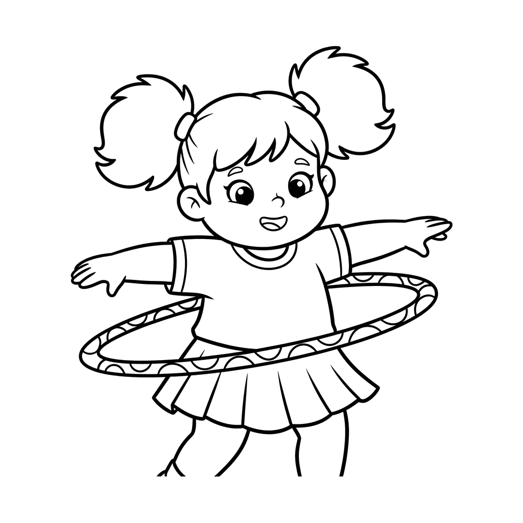 Girl with Hula Hoop Coloring Page