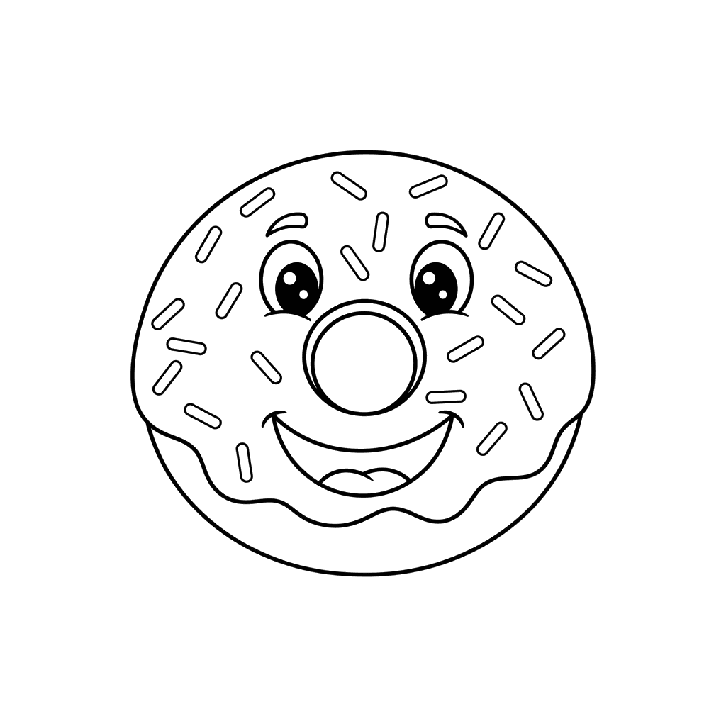 Smiling Donut Coloring Page