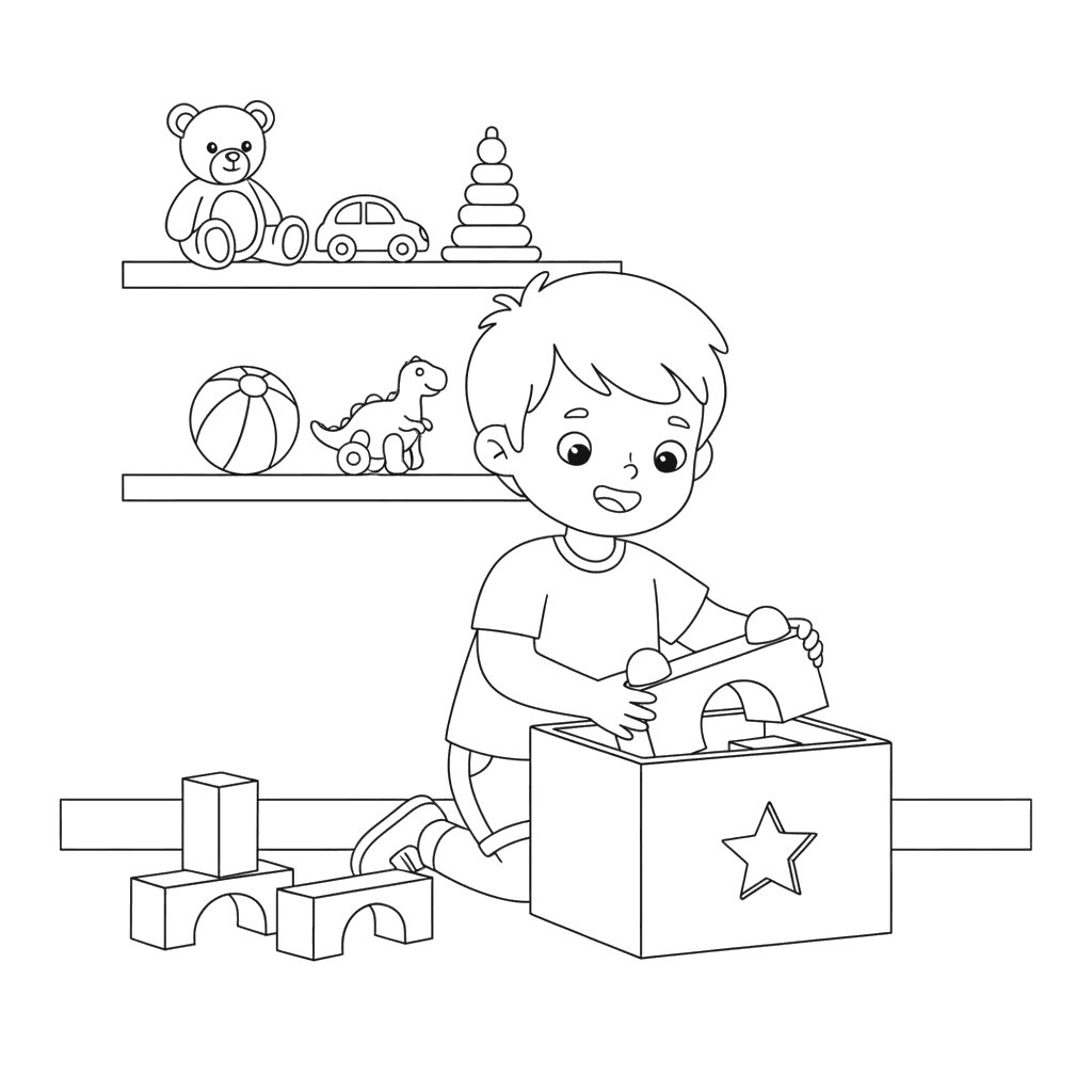 Toy Room Cleanup Coloring Page