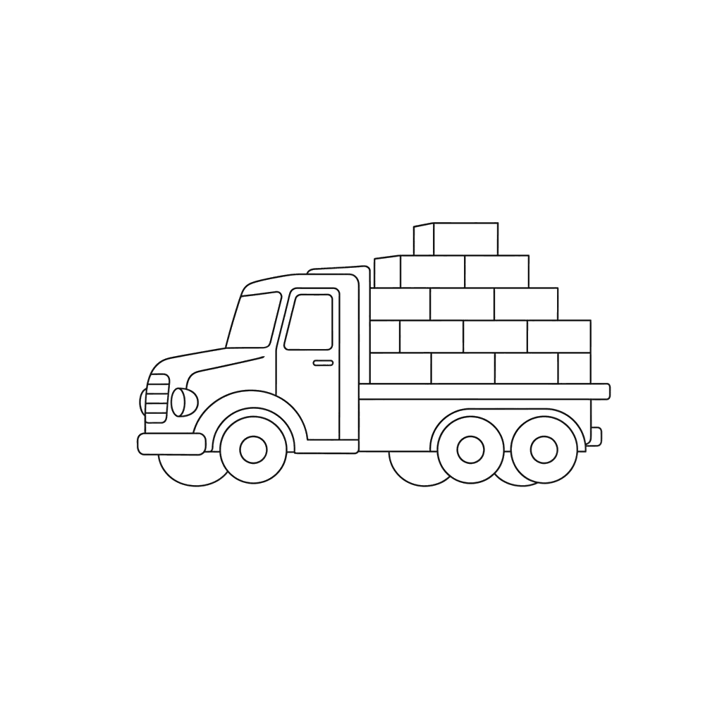 Truck Delivering Bricks Coloring Page