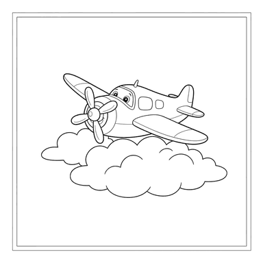 Airplane Flying Over Clouds Coloring Page