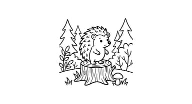 Igel auf einem Baumstumpf im Wald