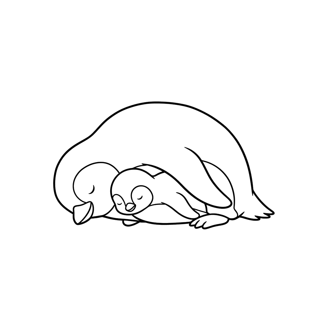 Sleeping Baby Penguin Coloring Page