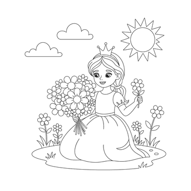 Princesse cueillant des fleurs