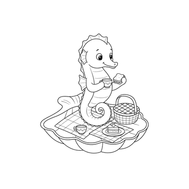 Coloriage Hippocampe Pique-nique