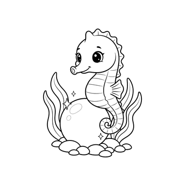 Coloriage Hippocampe avec Perle Scintillante