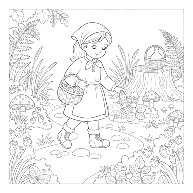 Fille cueillant des baies en forêt