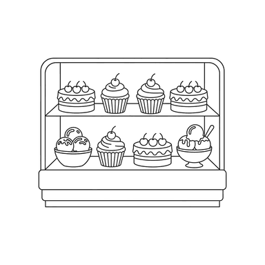 Sweet Bakery Display Coloring Page